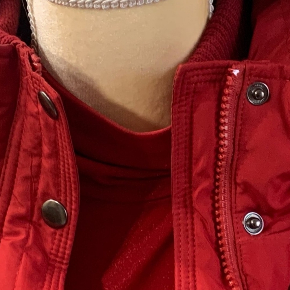 Red Ruff Hewn Hooded Parka With Fur Trim - Picture 2 of 15